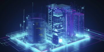 Development architecture computer systems of a smart building. Design modern building construction with ai controls. Project smart house construction with artificial intelligence, generate ai